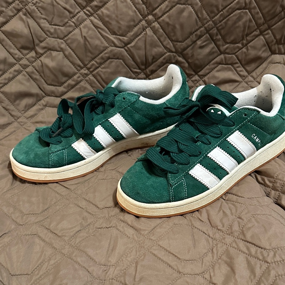 adidas Green Suede Sneakers Campus with White Stripes